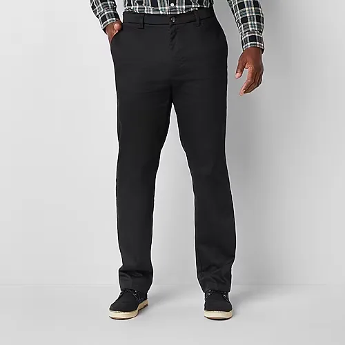 St. John's Bay Universal Easy Care Extender Mens Classic Fit Big and Tall Flat Front Pant, 58 30, Black
