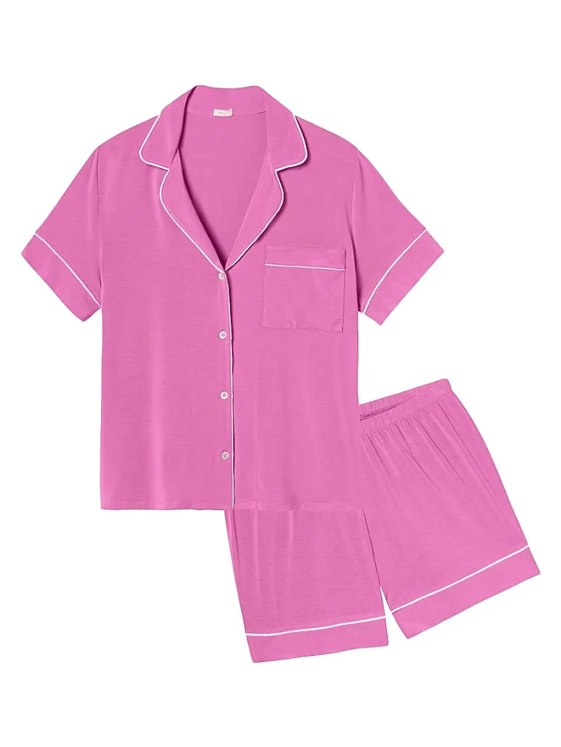 Eberjey Women's Gisele Relaxed 2-Piece Pajama Set - Italian Rose Ivory - Size XL