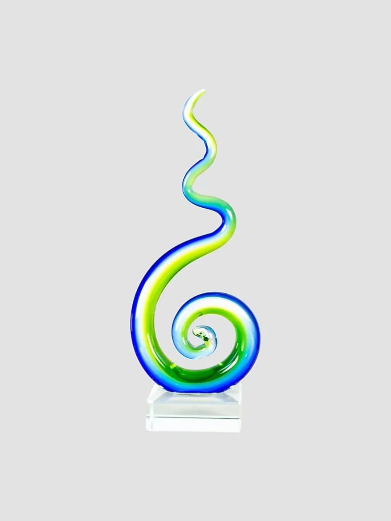 Coastal Whirl Handcrafted Art Glass Sculpture - Multi