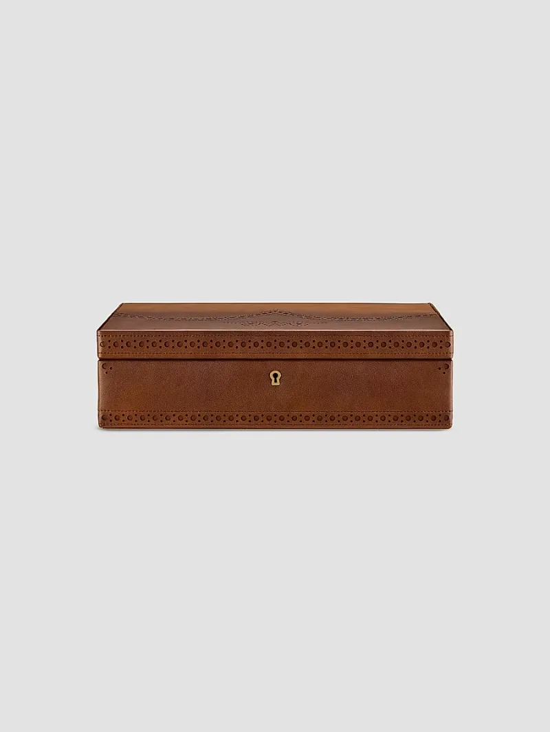 Wolf Designs Brogue 10-Piece Watch Box - Burnished Brown