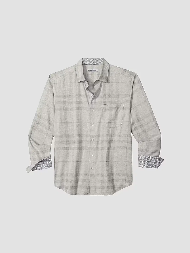 Men's Silver Mist Plaid Long-Sleeve Shirt - Silver Streak - Size Medium