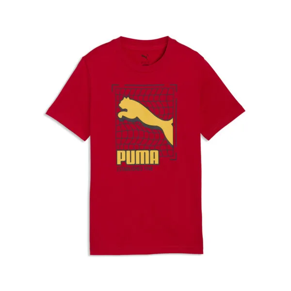 Playera PUMA Estampada Grid para Adolescentes en Talle 13-14Y For All Time Rojo