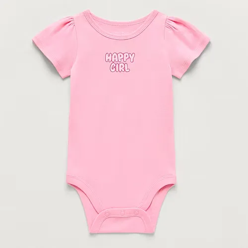 Okie Dokie Baby Girls Round Neck Short Sleeve Bodysuit, 6 Months, Pink