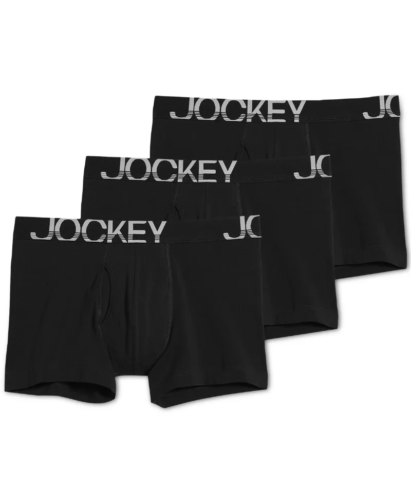 Jockey ActiveStretch 4" Boxer Brief - 3 Pack - Black