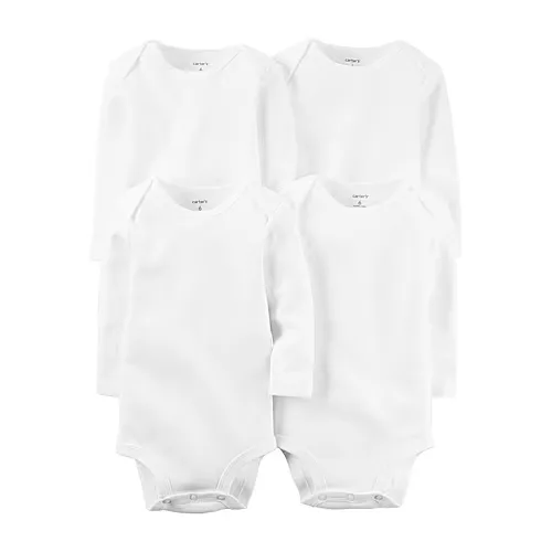 Carter's Baby Unisex Crew Neck Long Sleeve 4-pc. Bodysuit, 24 Months, White
