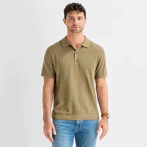 mutual weave Mens Short Sleeve Button Polo Sweater, Xx-large, Green