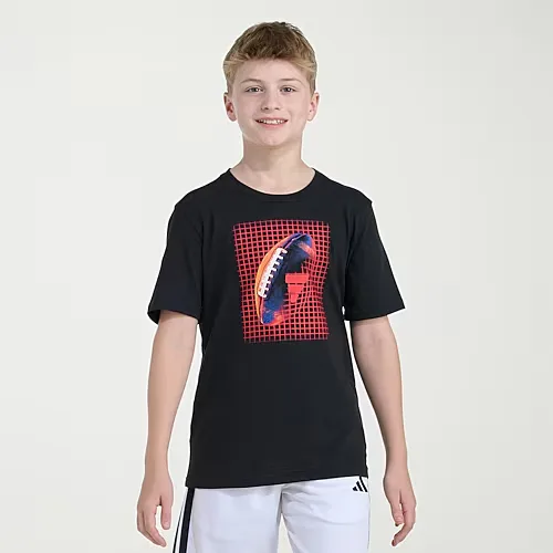 adidas Big Kid Boys Crew Neck Short Sleeve Regular Fit Graphic T-Shirt, Large (14-16), Black