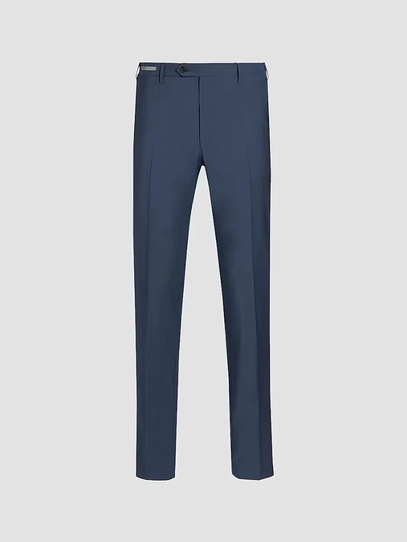 Corneliani Men's Stretch-Wool Straight-Leg Pants - Light Blue - Size 40