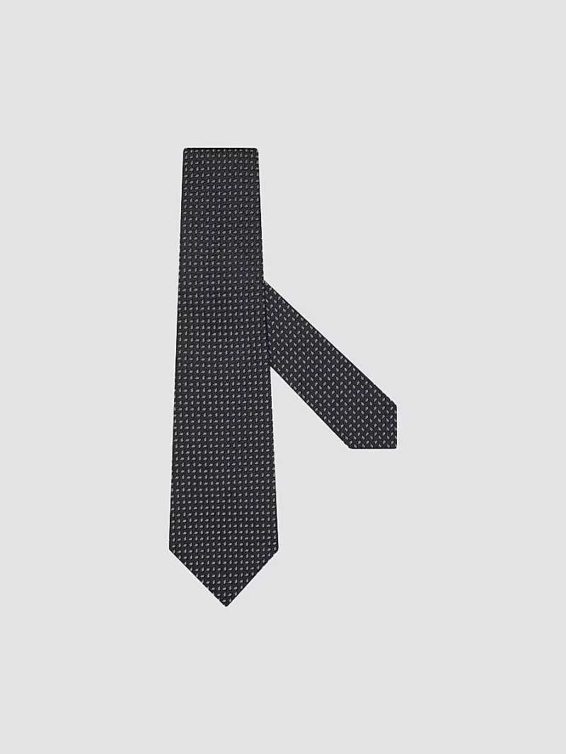 ZEGNA Men's Silk Tie - Dark Blue