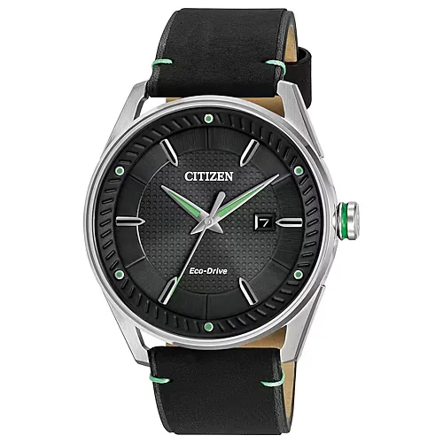 Citizen Mens Black Leather Strap Watch Bm6980-08e, One Size