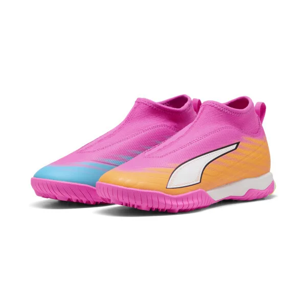 Tacos de Fútbol PUMA Ultra 6 Match+ Tt Laceless para Adolescentes en Talle 22.5 Poison Rosa/PUMA White/sun Stream