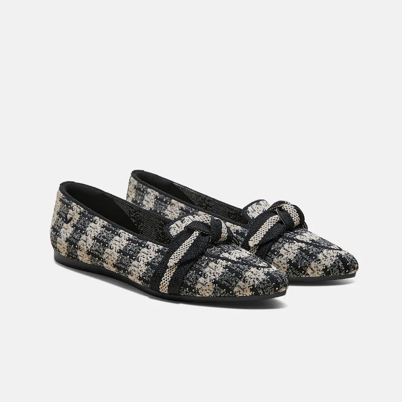 VIVAIA Pointed-Toe Bow Loafers (Michelle 2.0)|BLACK ALMOND WOOLEN|US 7.5