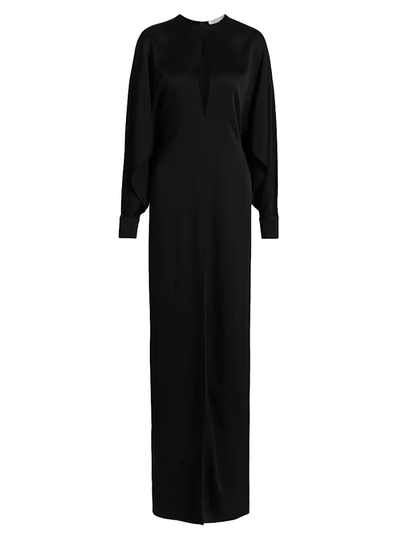 Women's Satin Keyhole Slit Gown - Black - Size 6