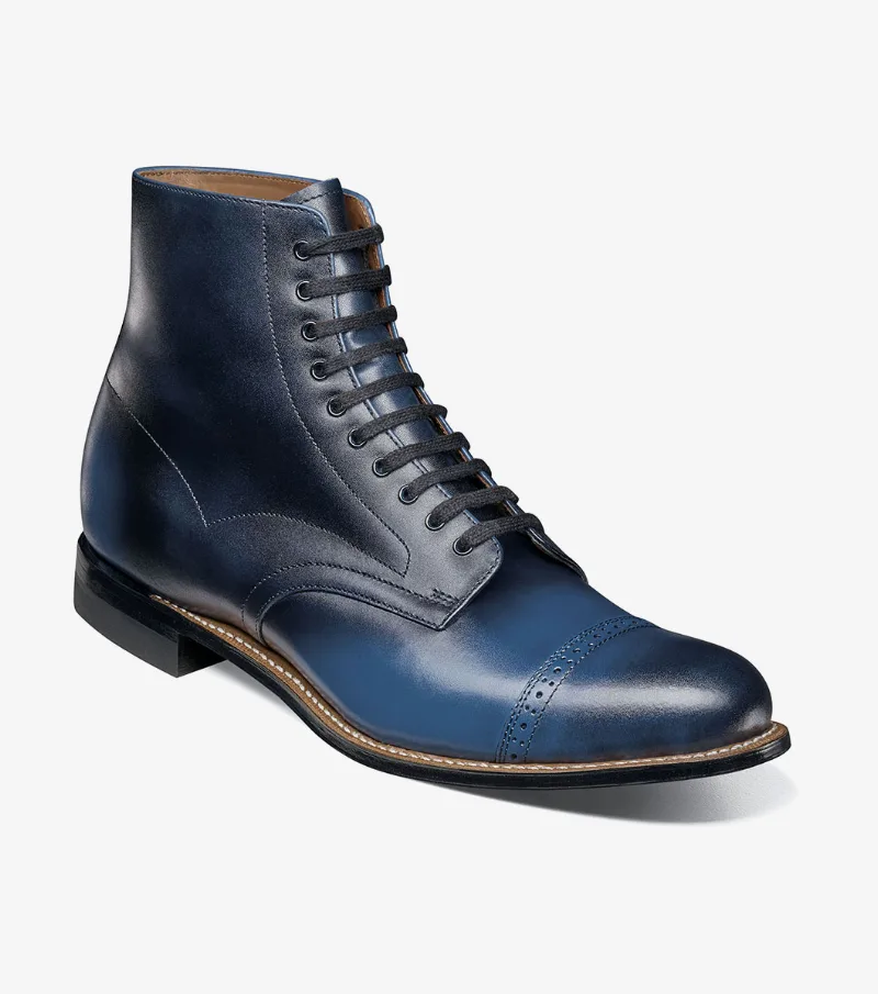 Stacy Adams Shoes Madison Cap Toe Lace Up Boot Blue Size 11