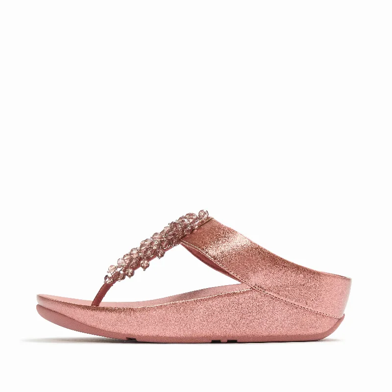 RUMBA Iridescent Beaded Toe-Post Sandals