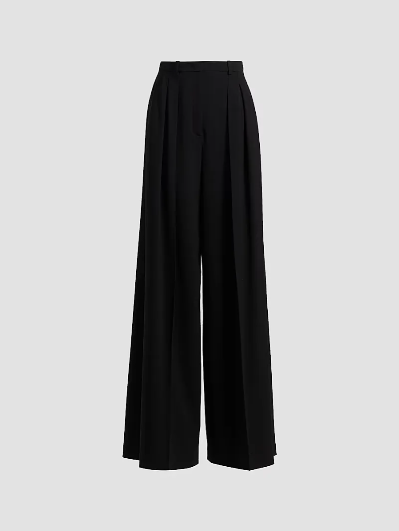 Michael Kors Collection Women's Shannon Pleated Virgin Wool High-Rise Pants - Black - Size 0
