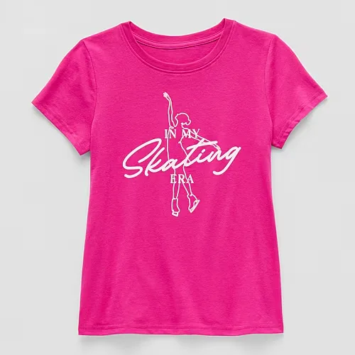 Xersion Little & Big Kid Girls Crew Neck Short Sleeve Regular Fit Graphic T-Shirt, X-small (6-6x), Pink