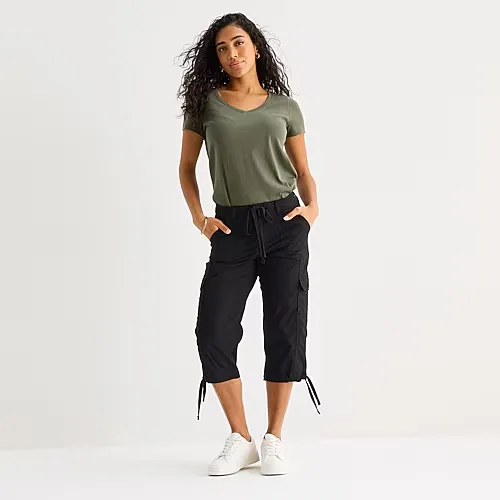 St. John's Bay Womens Straight Capri Pant, 4, Black