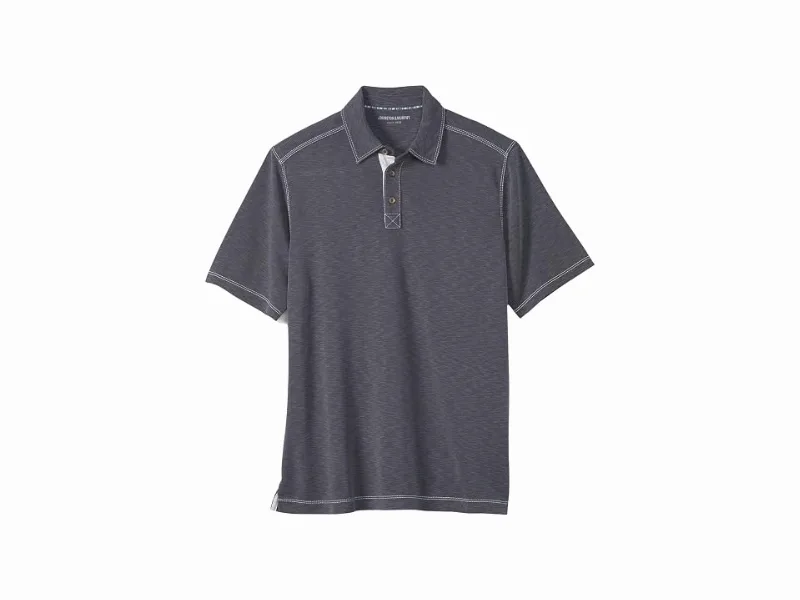 Johnston &amp; Murphy Vintage Slub Polo (Charcoal) Men's Clothing