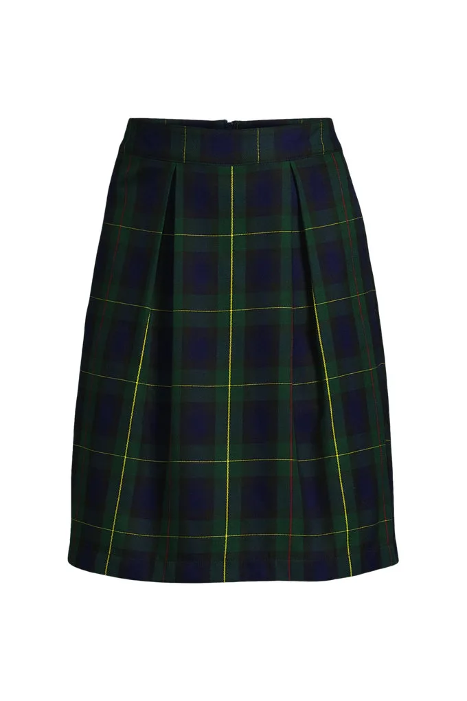 Women's Plaid Skort Top of Knee - Lands' End - Green - 0