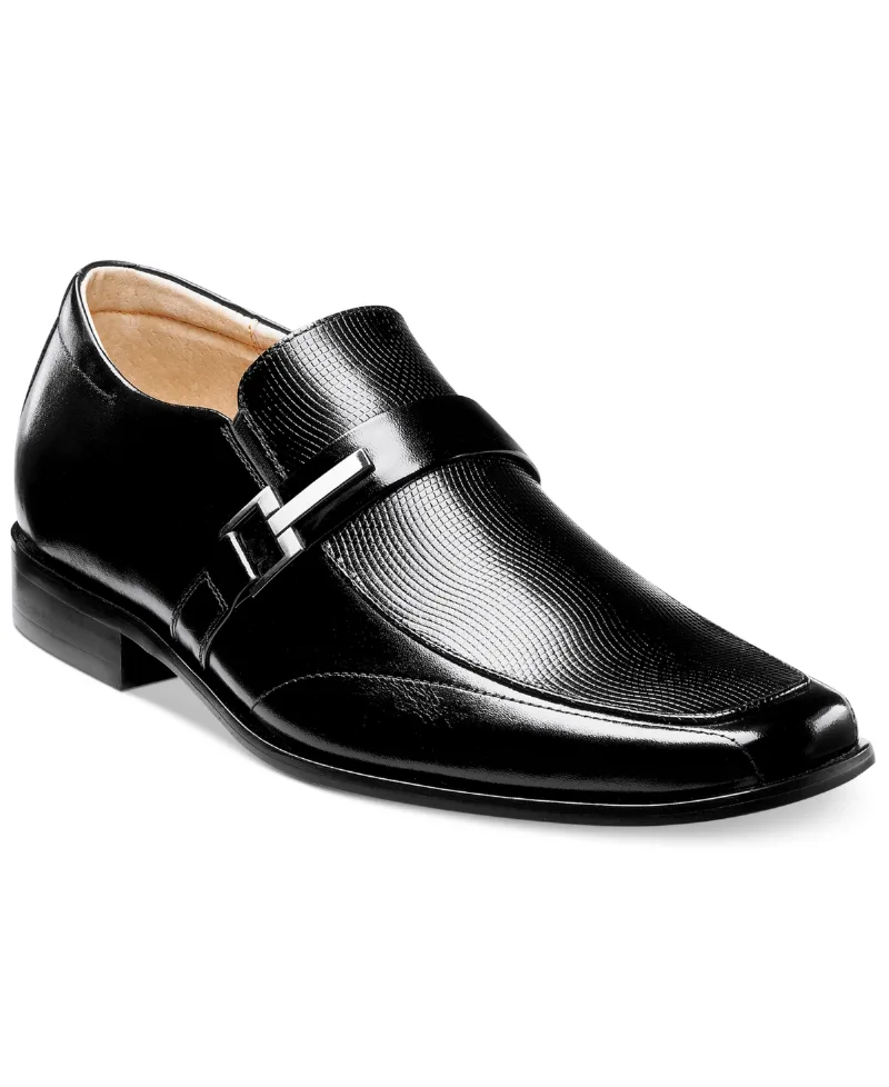 Stacy Adams Men's Beau Bit Perforated Leather Loafer - BLACK