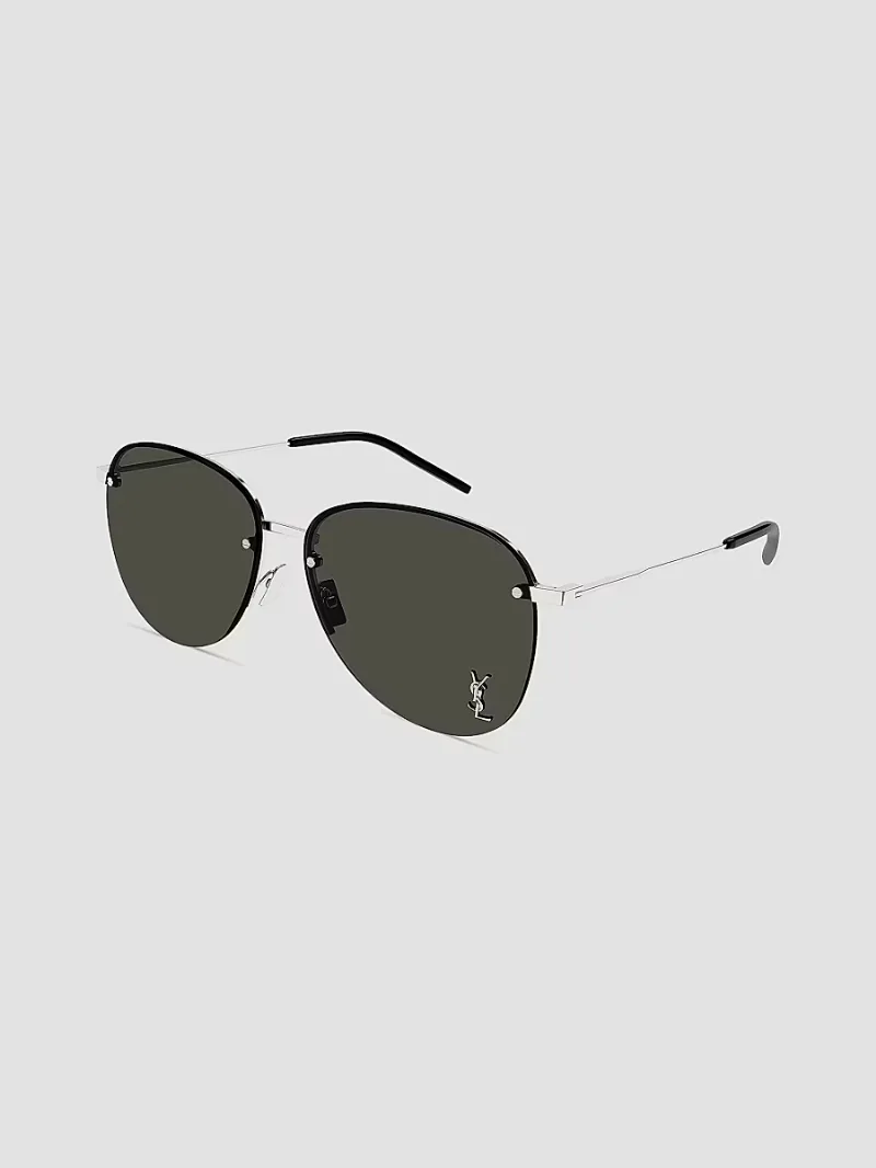 Saint Laurent Men's Metal 61MM Navigator Sunglasses - Silver