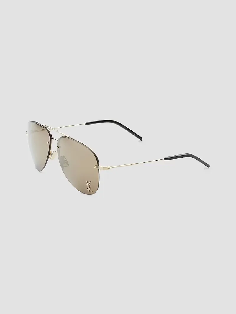 Saint Laurent Men's 60MM Aviator Sunglasses - Gold