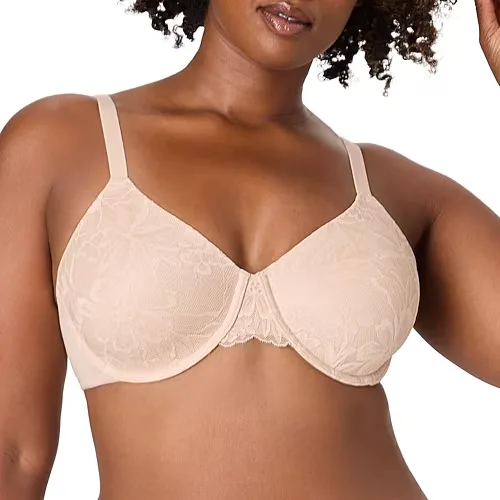 Bali Breathe Seamless T-Shirt Underwire Full Coverage Bra Df3533, D, Beige