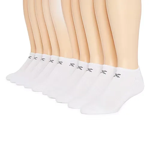 Xersion Quick-Dri Mens 10 Pair Low Cut Socks, 10-13, White