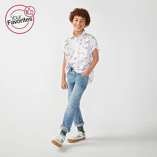 Thereabouts Little & Big Kid Boys Adjustable Waist Stretch Fabric Straight Leg Jean, 12, Blue