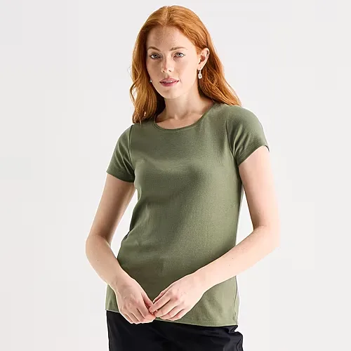 St. John's Bay Womens Crew Neck Short Sleeve T-Shirt, X-small, Green
