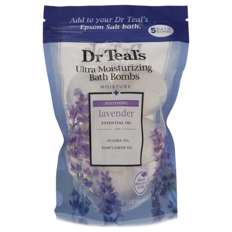 Dr Teal's Ultra Moisturizing Bath Bombs Soap 1.6 oz Five (5) 1.6 oz Moisture Soothing Bath Bombs with Lavender, Essential Oils, Jojoba Oil, Sunflower