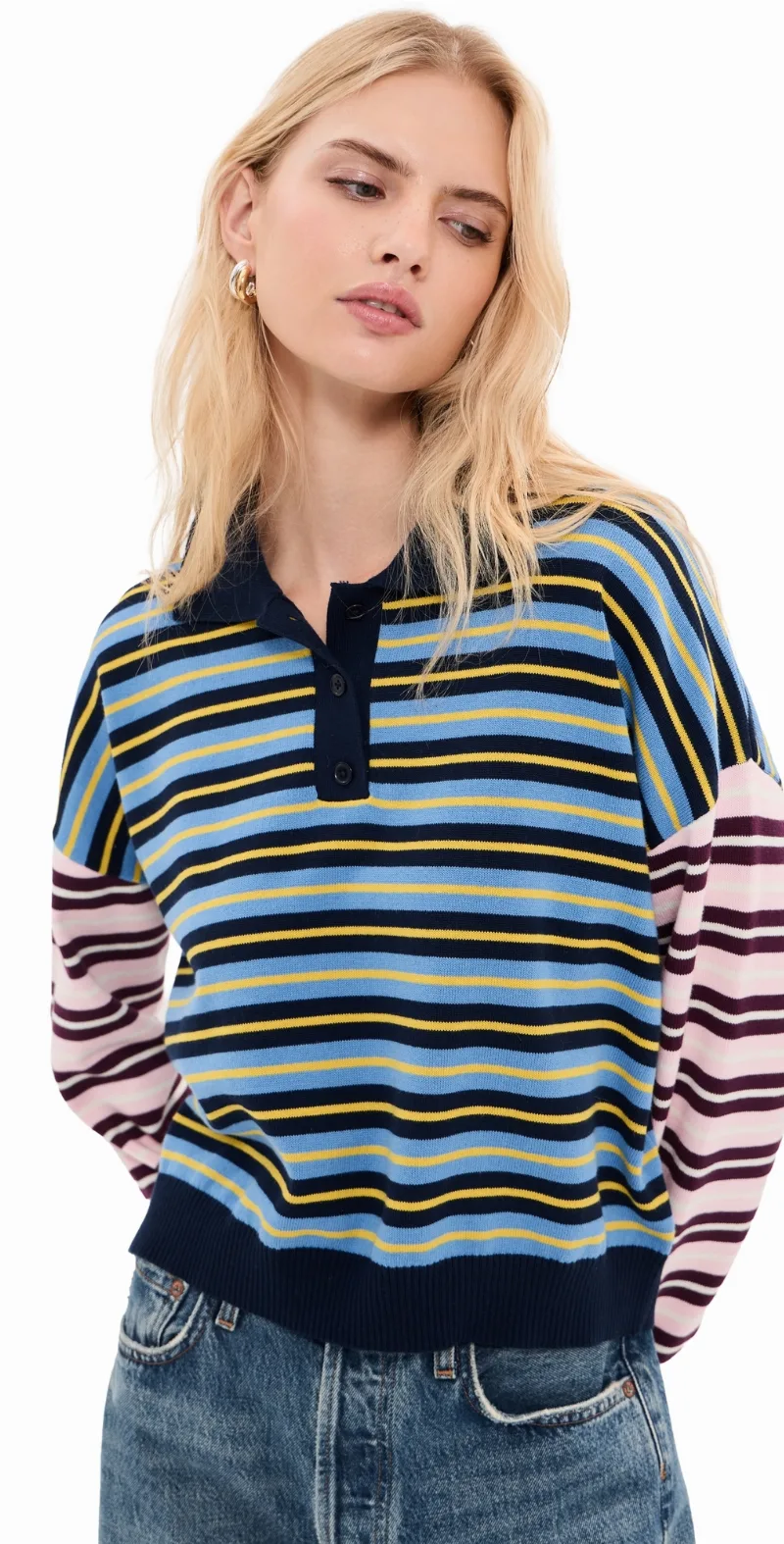 LE BOP Zadie Cropped Polo Blue Mix S