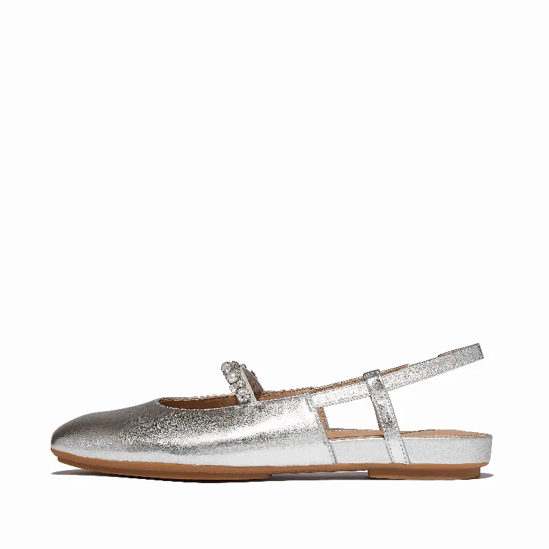 DELICATO Pearls-And-Crystal Soft-Leather Slingbacks