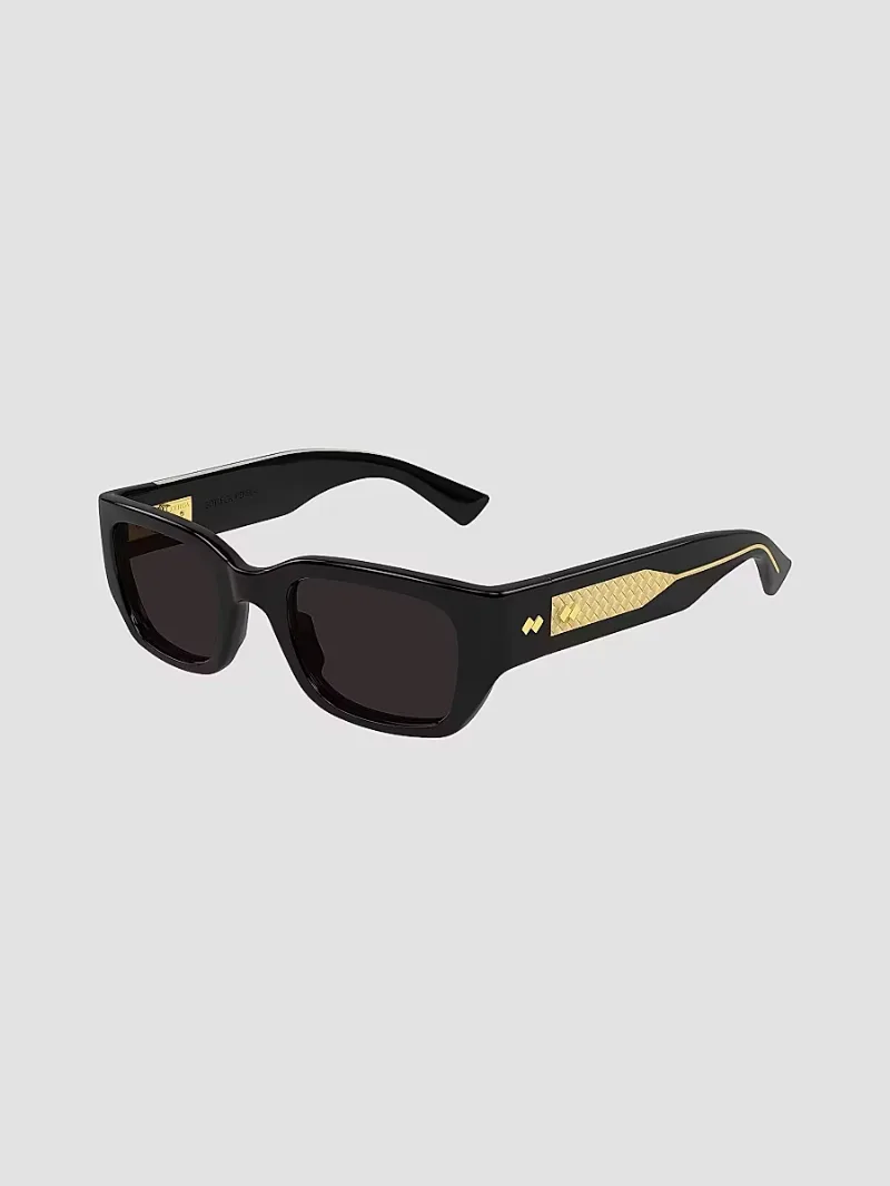 Bottega Veneta Men's Intrecciato Wirecore 51MM Rectangular Sunglasses - Black
