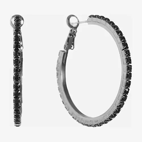 Mixit Womens Black 39.1mm Hypoallergenic Hoop Earrings, One Size, Black