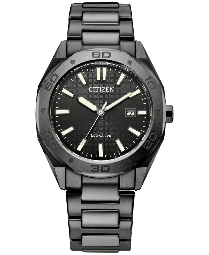 Citizen Eco-Drive Men's Weekender Gray-Tone Stainless Steel Bracelet Watch 41mm