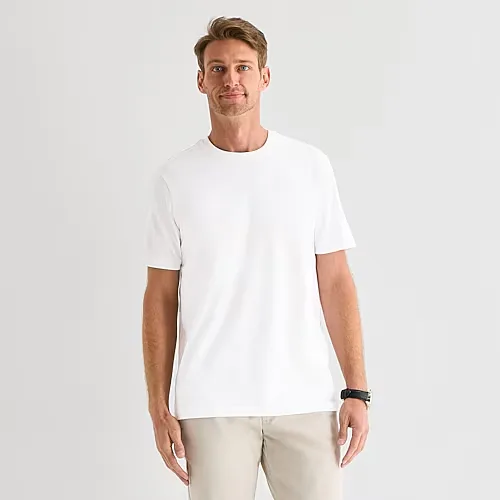 St. John's Bay Super Soft Mens Crew Neck Short Sleeve Stretch Fabric T-Shirt, Large, White