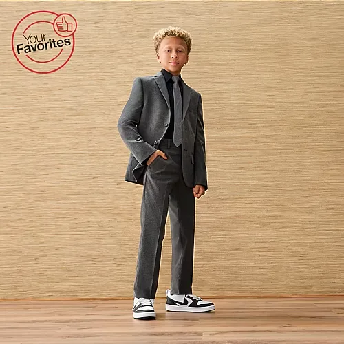 Stafford Little & Big Kid Boys Regular Fit Suit Jacket, 18 Husky, Black