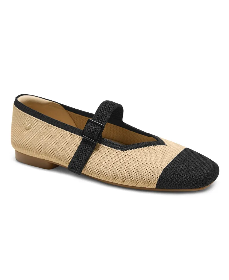 Vivaia Women's Margot Mary Jane Square-Toe Ballet Flats - Nude peach/black