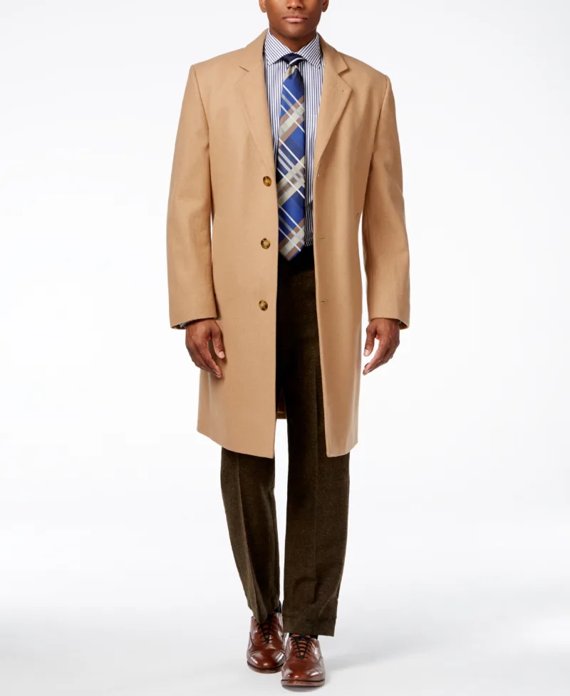 London Fog Men Signature Wool-Blend Overcoat - Camel