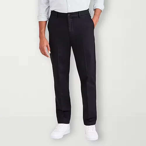 Dockers Signature Iron Free With Stain Defender Mens Comfort Waistband Straight Fit Flat Front Pant, 30 32, Black