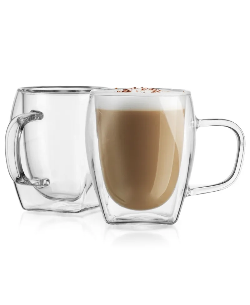 Godinger Contessa Cappuccino Double Wall Mugs, Set of 2 - Clear