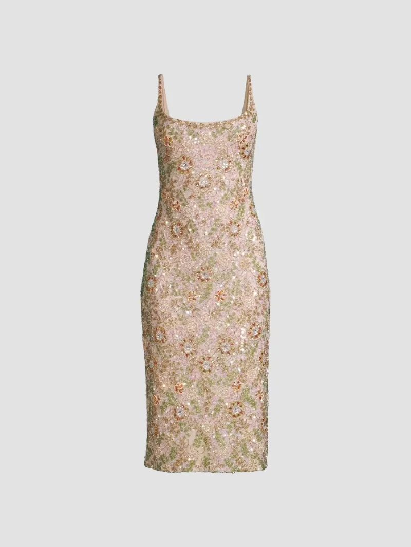 Mac Duggal Women's Floral Beaded Cocktail Sheath Dress - Beige Multi - Size 14