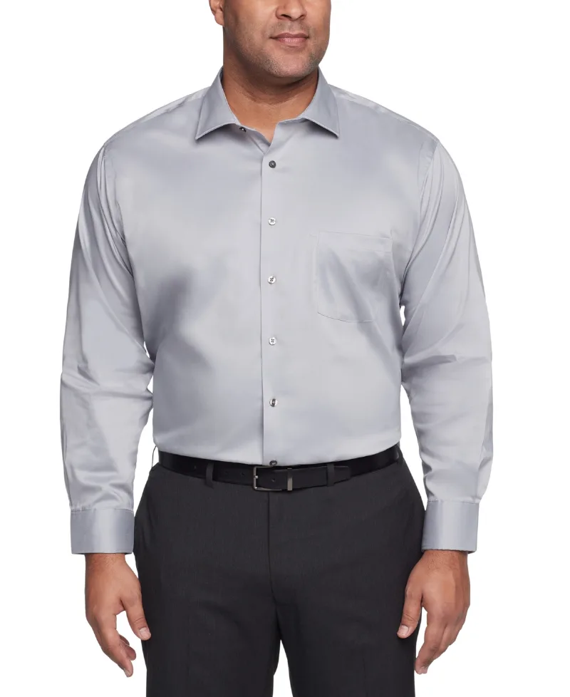 Van Heusen Big Men's Ultra Wrinkle Free Solid Dress Shirt - Grey Mist - Big