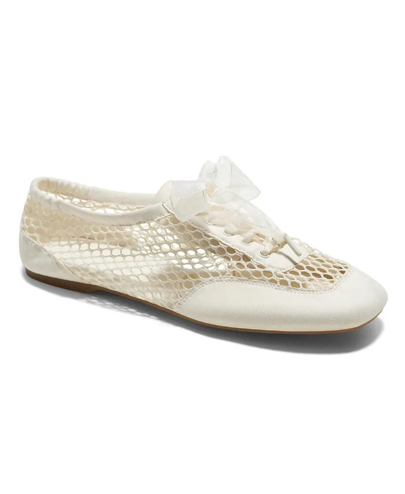 Vivaia Women's Cristina Square-Toe Lace-Up Satin Sneakerina - Cream lace