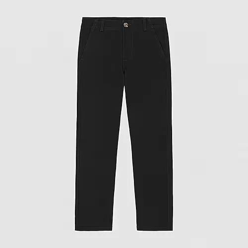 IZOD Little & Big Kid Boys Straight Regular Fit Flat Front Pant, 20, Black