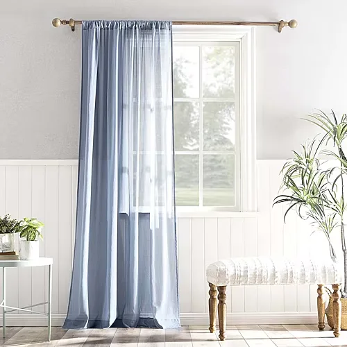 Archaeo Coralie Rod Pocket Sheer Single Curtain Panel, One Size, Blue