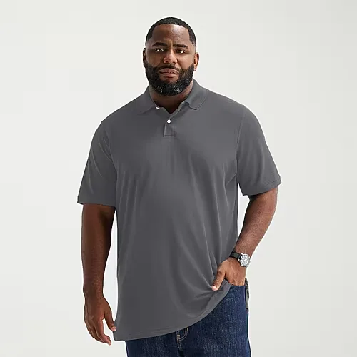 St. John's Bay Premium Stretch Big and Tall Mens Classic Fit Short Sleeve Polo Shirt, 4x-large Tall, Black