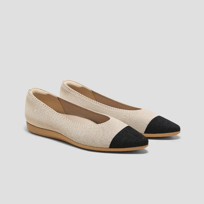 VIVAIA Lightweight Pointed-Ballet Flats (Aria Walker)|ALMOND BLACK - WATER REPELLENT|US 9